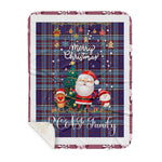 Personalized Gift Tartan Plaid Blanket Clan RCAF With Funny Santa Snowman Reindeer Merry Christmas Gift Sherpa Blanket, blue plaid sherpa blanket,blue tartan sherpa blanket,Buchan,buffalo plaid sherpa blanket,christmas sherpa blanket,Christmas Throw Blanket