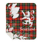 Sherpa Blanket - Tartan Blanket Thistle and Lion Scottish Clan Stewart Stuart of Bute Plaid Blanket, plaid sherpa blanket queen,purple sherpa blanket,queen sherpa blanket,queen size sherpa blanket,red sherpa blanket,scottish tartan blankets,sherpa blanket,sherpa christmas blanket