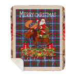 Personalized Gift Plaid Tartan Blanket Clan Dalmahoy With Moose Lover Xmas Gift Santa Riding Buffalo Plaid Christmas Sherpa Blanket