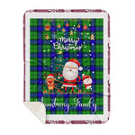 Personalized Gift Tartan Plaid Blanket Clan Armstrong With Funny Santa Snowman Reindeer Merry Christmas Gift Sherpa Blanket, blue plaid sherpa blanket,blue tartan sherpa blanket,Buchan,buffalo plaid sherpa blanket,christmas sherpa blanket,Christmas Throw Blanket