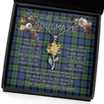 To My Beautiful Soulmate Sunflower Necklace In Your Eyes I Have Found My Home Clan Fletcher Tartan Jewelry For Girlfriend, Tartan Sunflower Pendant Necklace, Scottish Tartan Jewelry, valentine necklace, necklace girlfriend, necklace for wife, cute necklaces for girlfriend, jewelry for girlfriend, to my soulmate necklace, to my future wife necklace