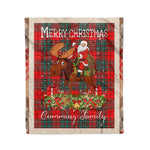Personalized Gift Plaid Tartan Blanket Clan Cumming Modern With Moose Lover Xmas Gift Santa Riding Christmas Fleece Blanket