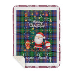 Personalized Gift Tartan Plaid Blanket Clan Logan Ancient With Funny Santa Snowman Reindeer Merry Christmas Gift Sherpa Blanket, blue plaid sherpa blanket,blue tartan sherpa blanket,Buchan,buffalo plaid sherpa blanket,christmas sherpa blanket,Christmas Throw Blanket