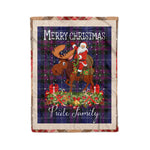 Personalized Gift Plaid Tartan Blanket Clan Pride Of Scotland With Moose Lover Xmas Gift Santa Riding Christmas Fleece Blanket