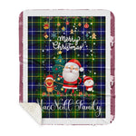 Personalized Gift Tartan Plaid Blanket Clan MacNeill Of Barra With Funny Santa Snowman Reindeer Merry Christmas Gift Sherpa Blanket, blue plaid sherpa blanket,blue tartan sherpa blanket,Buchan,buffalo plaid sherpa blanket,christmas sherpa blanket,Christmas Throw Blanket