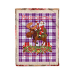 Personalized Gift Plaid Tartan Blanket Clan Dunlop Dress With Moose Lover Xmas Gift Santa Riding Christmas Fleece Blanket