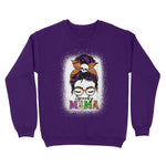 Standard Crew Neck Sweatshirt - Spooky Mama Messy Bun Skull Halloween Costume Momster Witchy Women Spooky Halloween Mommy - Scotstee Shop