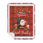 Personalized Gift Tartan Plaid Blanket Clan Grant Weathered With Funny Santa Snowman Reindeer Merry Christmas Gift Sherpa Blanket, blue plaid sherpa blanket,blue tartan sherpa blanket,Buchan,buffalo plaid sherpa blanket,christmas sherpa blanket,Christmas Throw Blanket