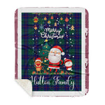 Personalized Gift Tartan Plaid Blanket Clan Hutton With Funny Santa Snowman Reindeer Merry Christmas Gift Sherpa Blanket, blue plaid sherpa blanket,blue tartan sherpa blanket,Buchan,buffalo plaid sherpa blanket,christmas sherpa blanket,Christmas Throw Blanket
