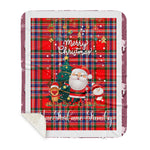 Personalized Gift Tartan Plaid Blanket Clan MacFarlane Modern With Funny Santa Snowman Reindeer Merry Christmas Gift Sherpa Blanket, blue plaid sherpa blanket,blue tartan sherpa blanket,Buchan,buffalo plaid sherpa blanket,christmas sherpa blanket,Christmas Throw Blanket