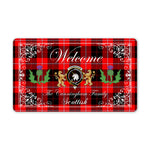 Doormat - Welcome Mat Scottish Clan Cunningham Modern Tartan Door Mat, Plaid Doormat With Thistle and Two Lion Scottish