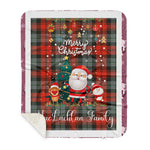 Personalized Gift Tartan Plaid Blanket Clan MacLachlan Weathered With Funny Santa Snowman Reindeer Merry Christmas Gift Sherpa Blanket, blue plaid sherpa blanket,blue tartan sherpa blanket,Buchan,buffalo plaid sherpa blanket,christmas sherpa blanket,Christmas Throw Blanket