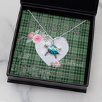 Sea Turtle Necklace Gift for My Beautiful Girlfriend Valentines Necklace Clan MacDonald Lord Of The Isles Tartan Blue Turtle Necklace