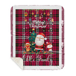 Personalized Gift Tartan Plaid Blanket Clan Little With Funny Santa Snowman Reindeer Merry Christmas Gift Sherpa Blanket, blue plaid sherpa blanket,blue tartan sherpa blanket,Buchan,buffalo plaid sherpa blanket,christmas sherpa blanket,Christmas Throw Blanket