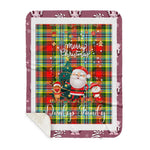 Personalized Gift Tartan Plaid Blanket Clan Dundee With Funny Santa Snowman Reindeer Merry Christmas Gift Sherpa Blanket, blue plaid sherpa blanket,blue tartan sherpa blanket,Buchan,buffalo plaid sherpa blanket,christmas sherpa blanket,Christmas Throw Blanket