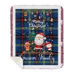 Personalized Gift Tartan Plaid Blanket Clan Grewar With Funny Santa Snowman Reindeer Merry Christmas Gift Sherpa Blanket, blue plaid sherpa blanket,blue tartan sherpa blanket,Buchan,buffalo plaid sherpa blanket,christmas sherpa blanket,Christmas Throw Blanket