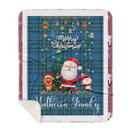 Personalized Gift Tartan Plaid Blanket Clan Matheson Hunting Ancient With Funny Santa Snowman Reindeer Merry Christmas Gift Sherpa Blanket, blue plaid sherpa blanket,blue tartan sherpa blanket,Buchan,buffalo plaid sherpa blanket,christmas sherpa blanket,Christmas Throw Blanket