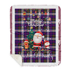 Personalized Gift Tartan Plaid Blanket Clan MacDonald Dress Modern With Funny Santa Snowman Reindeer Merry Christmas Gift Sherpa Blanket, blue plaid sherpa blanket,blue tartan sherpa blanket,Buchan,buffalo plaid sherpa blanket,christmas sherpa blanket,Christmas Throw Blanket