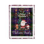 Personalized Gift Tartan Plaid Blanket Clan Chalmers With Funny Santa Snowman Reindeer Merry Christmas Fleece Blanket, Home Living Room, Plaid Blanket, Tartan Blanket, Scottish Blanket, Buffalo fleece blanket, Christmas Blanket