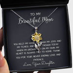 To My Beautiful Mom Necklace, Thank You For Never Ending Love From Daughter, Necklace Gift For Mom Sunflower Pendant Necklace
