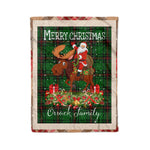 Personalized Gift Plaid Tartan Blanket Clan Orrock With Moose Lover Xmas Gift Santa Riding Christmas Fleece Blanket