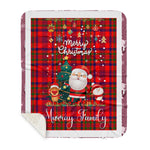 Personalized Gift Tartan Plaid Blanket Clan Murray of Tulloch With Funny Santa Snowman Reindeer Merry Christmas Gift Sherpa Blanket, blue plaid sherpa blanket,blue tartan sherpa blanket,Buchan,buffalo plaid sherpa blanket,christmas sherpa blanket,Christmas Throw Blanket