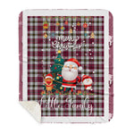 Personalized Gift Tartan Plaid Blanket Clan Little Dress With Funny Santa Snowman Reindeer Merry Christmas Gift Sherpa Blanket, blue plaid sherpa blanket,blue tartan sherpa blanket,Buchan,buffalo plaid sherpa blanket,christmas sherpa blanket,Christmas Throw Blanket
