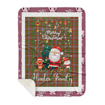 Personalized Gift Tartan Plaid Blanket Clan Hunter 1819 With Funny Santa Snowman Reindeer Merry Christmas Gift Sherpa Blanket, blue plaid sherpa blanket,blue tartan sherpa blanket,Buchan,buffalo plaid sherpa blanket,christmas sherpa blanket,Christmas Throw Blanket