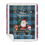Personalized Gift Tartan Plaid Blanket Clan Maule Ancient With Funny Santa Snowman Reindeer Merry Christmas Gift Sherpa Blanket, blue plaid sherpa blanket,blue tartan sherpa blanket,Buchan,buffalo plaid sherpa blanket,christmas sherpa blanket,Christmas Throw Blanket