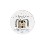 Scotstee Shop - First Christmas In Our New Home Ornament Personalize Name Family Rustic New Home First Christmas The Family Of Three Ceramic Ornament