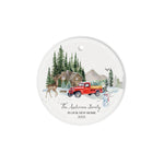 Scotstee Shop - Personalize Name Family New Home Holiday Moving Announcement Truck Ceramic Ornament Gift Christmas