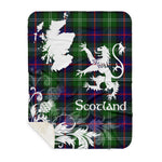 Sherpa Blanket - Tartan Blanket Thistle and Lion Scottish Clan Sutherland Plaid Blanket, plaid sherpa blanket queen,purple sherpa blanket,queen sherpa blanket,queen size sherpa blanket,red sherpa blanket,scottish tartan blankets,sherpa blanket,sherpa christmas blanket