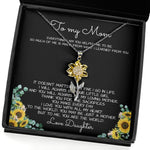 To My Mom Necklace You Are The World Mother Gift Necklace Sunflower Pendant Necklace