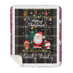 Personalized Gift Tartan Plaid Blanket Clan Eternity With Funny Santa Snowman Reindeer Merry Christmas Gift Sherpa Blanket, blue plaid sherpa blanket,blue tartan sherpa blanket,Buchan,buffalo plaid sherpa blanket,christmas sherpa blanket,Christmas Throw Blanket
