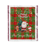Personalized Gift Tartan Plaid Blanket Clan MacGregor Modern With Funny Santa Snowman Reindeer Merry Christmas Fleece Blanket, Home Living Room, Plaid Blanket, Tartan Blanket, Scottish Blanket, Buffalo fleece blanket, Christmas Blanket
