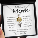Sunflower Pendant Necklace - Mom Necklace - To Mom Necklace, Gift for Mom from Son
