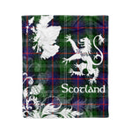 Scotstee Shop Tartan Plaid Fleece Blankets Thistle and Lion Scottish Clan Sutherland Plaid Blanket