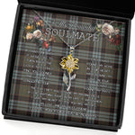 To My Beautiful Soulmate Sunflower Necklace In Your Eyes I Have Found My Home Clan Stewart Weathered Tartan Jewelry For Girlfriend, Tartan Sunflower Pendant Necklace, Scottish Tartan Jewelry, valentine necklace, necklace girlfriend, necklace for wife, cute necklaces for girlfriend, jewelry for girlfriend, to my soulmate necklace, to my future wife necklace
