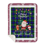 Personalized Gift Tartan Plaid Blanket Clan Sempill With Funny Santa Snowman Reindeer Merry Christmas Gift Sherpa Blanket, blue plaid sherpa blanket,blue tartan sherpa blanket,Buchan,buffalo plaid sherpa blanket,christmas sherpa blanket,Christmas Throw Blanket