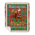 Personalized Gift Plaid Tartan Blanket Clan Muirhead With Moose Lover Xmas Gift Santa Riding Plaid Christmas Sherpa Blanket