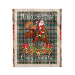 Personalized Gift Plaid Tartan Blanket Clan Craig Ancient With Moose Lover Xmas Gift Santa Riding Christmas Fleece Blanket
