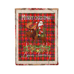 Personalized Gift Plaid Tartan Blanket Clan Bain With Moose Lover Xmas Gift Santa Riding Christmas Fleece Blanket