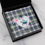Sea Turtle Necklace Gift for My Beautiful Girlfriend Valentines Necklace Clan Gordon Dress Modern Tartan Blue Turtle Necklace
