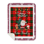 Personalized Gift Tartan Plaid Blanket Clan Kerr With Funny Santa Snowman Reindeer Merry Christmas Gift Sherpa Blanket, blue plaid sherpa blanket,blue tartan sherpa blanket,Buchan,buffalo plaid sherpa blanket,christmas sherpa blanket,Christmas Throw Blanket
