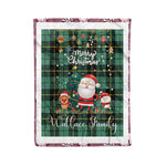 Personalized Gift Tartan Plaid Blanket Clan Wallace Ancient With Funny Santa Snowman Reindeer Merry Christmas Fleece Blanket, Home Living Room, Plaid Blanket, Tartan Blanket, Scottish Blanket, Buffalo fleece blanket, Christmas Blanket