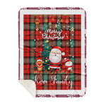 Personalized Gift Tartan Plaid Blanket Clan Kerr Ancient With Funny Santa Snowman Reindeer Merry Christmas Gift Sherpa Blanket, blue plaid sherpa blanket,blue tartan sherpa blanket,Buchan,buffalo plaid sherpa blanket,christmas sherpa blanket,Christmas Throw Blanket