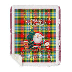 Personalized Gift Tartan Plaid Blanket Clan Dundee With Funny Santa Snowman Reindeer Merry Christmas Gift Sherpa Blanket, blue plaid sherpa blanket,blue tartan sherpa blanket,Buchan,buffalo plaid sherpa blanket,christmas sherpa blanket,Christmas Throw Blanket