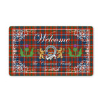 Doormat - Welcome Mat Scottish Clan Badge Cameron Of Lochiel Ancient Tartan Door Mat, Plaid Doormat With Thistle and Two Lion Scottish