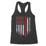 Vintage USA American Flag Firefighter Grandpa Silhouette Women's Tank Top - Scotstee Shop