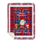 Personalized Gift Tartan Plaid Blanket Clan Wishart With Funny Santa Snowman Reindeer Merry Christmas Gift Sherpa Blanket, blue plaid sherpa blanket,blue tartan sherpa blanket,Buchan,buffalo plaid sherpa blanket,christmas sherpa blanket,Christmas Throw Blanket